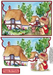 Ladybird Girl Envelope Card with Decoupage