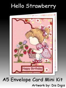 Hello Strawberry A5 Envelope Card Mini Kit