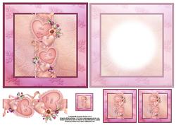 Trailing Hearts 6x6 Square Topper with Decoupage and Insert