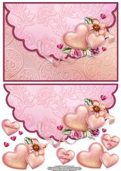 Hearts and Flowers Envelope Card with Decoupage