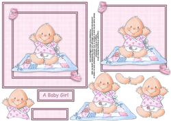 Playing on the Mat Baby Girl 6x6 Square Card Front with Dec
