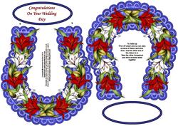 Red White and Blue Lilies Wedding Horseshoe Keepsake