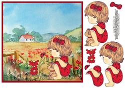 My Friend the Ladybird 8x8 Card Front with Decouapge