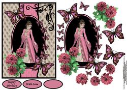 Lady with Butterflies and Flowers