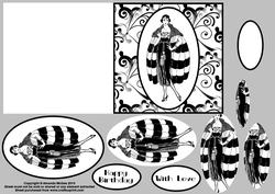 Art Deco Lady in Black and White Quick Card with Pyramage 4