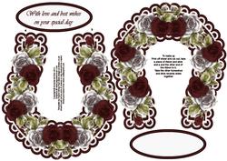Maroon and White Roses Horseshoe Keepsake