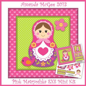 Pink Matryoshka 8x8 Mini Card Kit