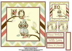 Owls in the Trees 8x8 Card Front