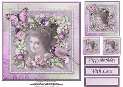 Flowers and Lace 8x8 Square Card Front