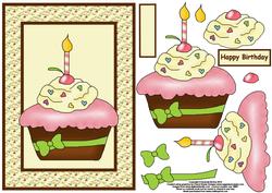 Cute Cupcake Card Front and Decoupage
