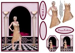 20s Style A5 Card Front with Decoupage