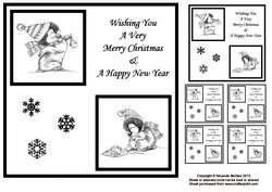 Penguin Fun Black and White 8x8 Square Topper
