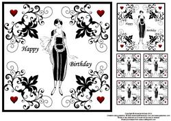 Art Deco Elegance 8x8 Black and White with a Touch of Red