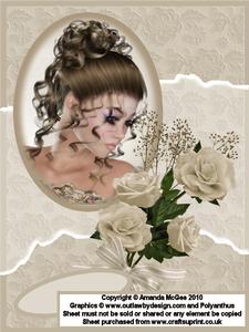 Pretty Lady in Cream and Gold Cameo Card Kit with Decoupage, Papers and Insert