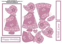 Sunbonnet Sue Pink Shabby Chic Patchwork Step by Step