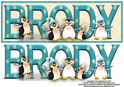 Playful Penguins Brody Large Dl Name Card