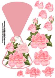 Pink Roses Wobble Card with Decoupage