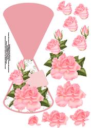 Pink Roses Wobble Card with Decoupage - Blank