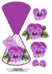Purple Pansy Wobble Card with Decoupage - with Love