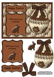 Chocolate Card Front with Easter Egg and Easter Bunny Embelishments