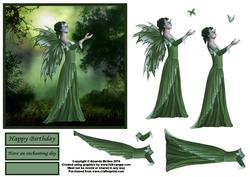 Emerald Enchantment Large Square Card Front and Decoupage