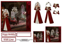 Greeting Her Guests Large Square Card Front and Decoupage
