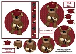 Graduation Bear Square Card Front and Pyramid