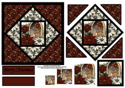 Poinsettia and Church Window Geometric Pyrmaid Panel