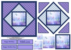 Flowers and Butterflies Geometric Pyramid Panel