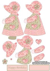 Sunbonnet Girl in Shabby Pink Decoupage Sheet