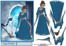 The Harp Player Card Front and Decoupage