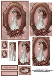 Lady in a Damask and Rose Frame Pyramid Sheet