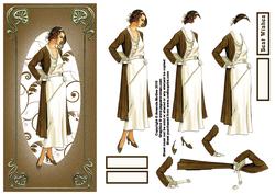Art Deco Lady Dl Card Front with Decoupage 2
