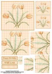 Art Nouveau Tulip on Plaid Pyramid Sheet