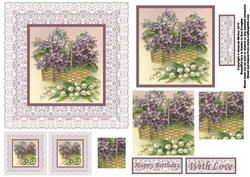 Forget Me Nots in a Lace Frame Square Card Front and Pyramid