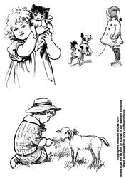 Children with Their Pets Digital Stamps