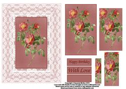 Rose of Love and Lace Card Front with Pyramid