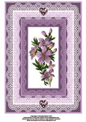 Lilac Flowers and Lace A4 Card Front