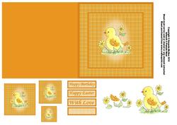 Cute Chick with Plaid Quick Card with Step by Step