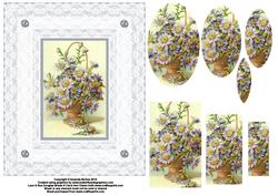 Blue Daisies and Lace Card Front with Pyramid