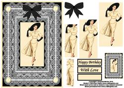 Lady and Lace Card Front with Pyramid 1