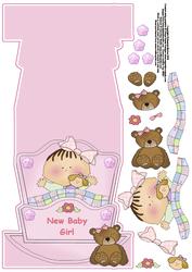 Baby Girl Cradle Shaped Card