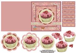 I Love Cupcakes Quick Card with Decoupage
