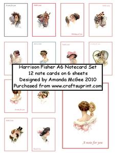 Harrison Fisher Notecard Set - 12 in Set