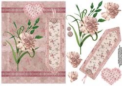 Shabby Flowers and Carnation Card Front with Decoupage
