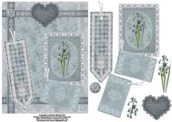 Shabby Flowers with Iris and Lace Card Front and Decoupage