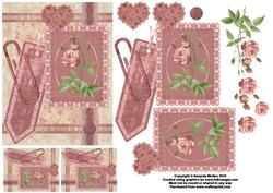 Shabby Flowers and Roses Card Front with Decoupage