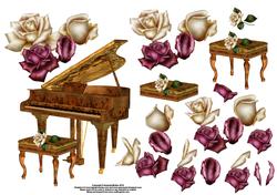 Roses and Piano Card Front and Decoupage - Sheet 2 of 2