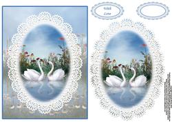 Swans and Lace Card Front with Pyramid Sheet 1 of 2