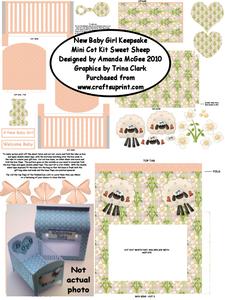 New Baby Girl Keepsake Mini Cot Kit W Gift Box - Sweet Sheep